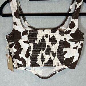 Lone Star Pride Apparel LLC Brown and White Crop Top‎
